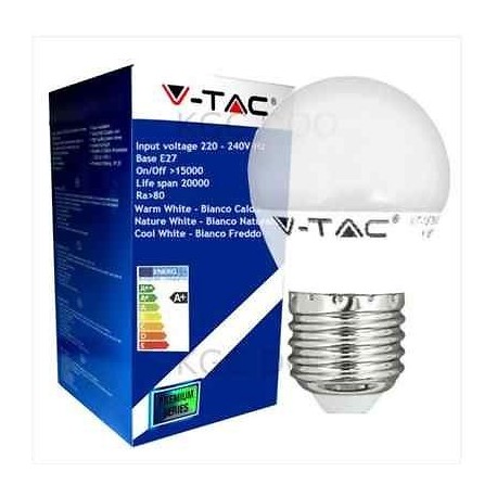 LAMPADA LED MINISFERA ATTACCO E27 6W 6000K LUCE FREDDA BIANCA VTAC V-TAC 4249