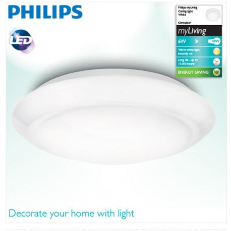 LAMPADA PLAFONIERA PARETE/SOFFIT. BIANCA 6W LED 2700K PHILIPS CINNABAR 333613116