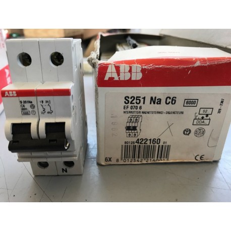 INTERRUTTORE MAGNETOTERMICO 1P+N S251 NA C6 6A 6KA 2M ABB EF 070 6