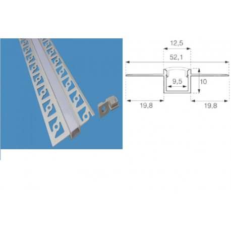 PROFILO ALLUMINIO CARTONGESSO PER STRISCE LED VT-8102 2 METRI VTAC V-TAC  3360